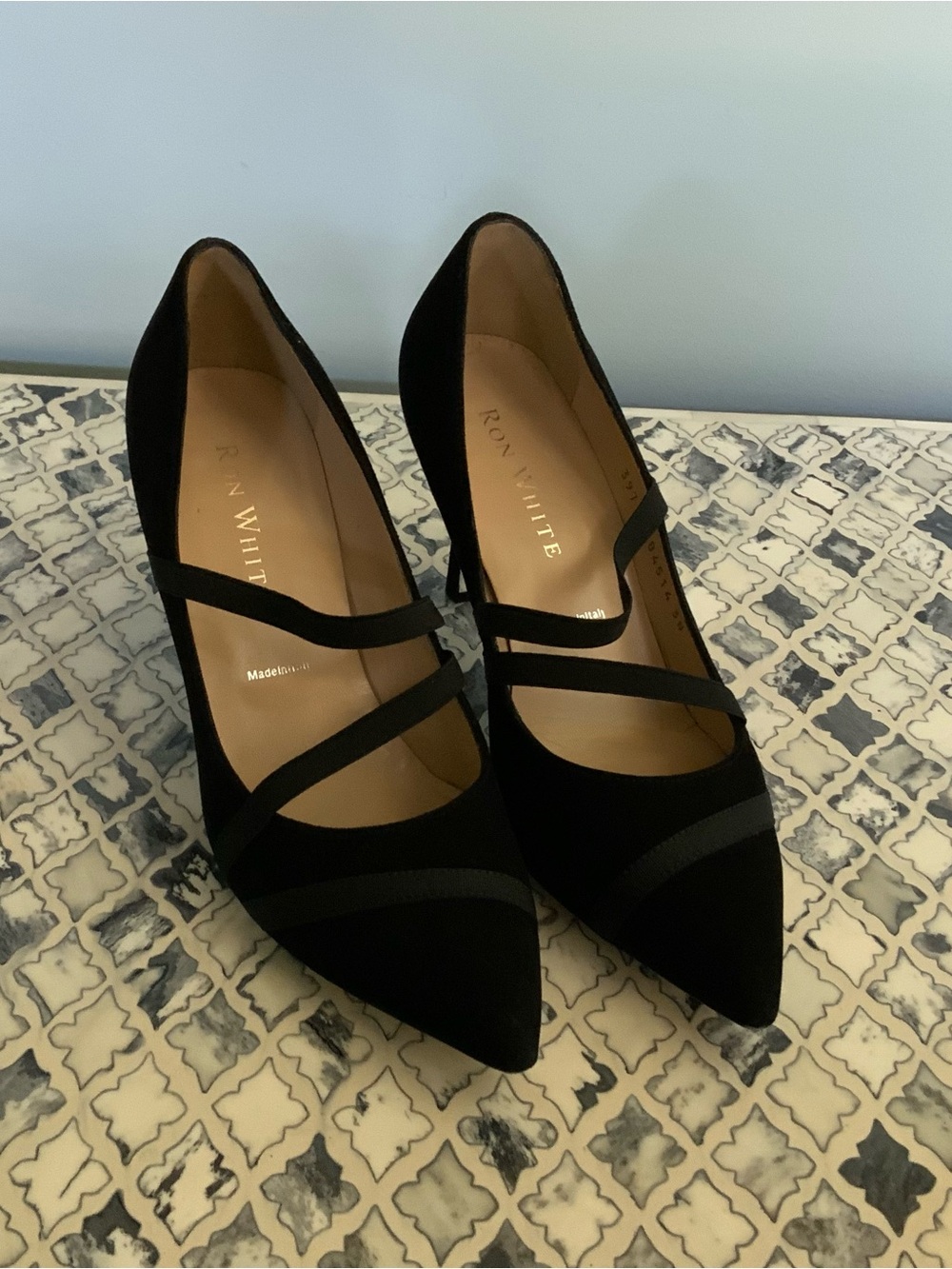 Black Pointed-Toe Strappy Pumps